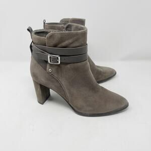 Essex Lane Womens 6 Gray Suede Leather Melanie Booties Ankle Strappy Accents